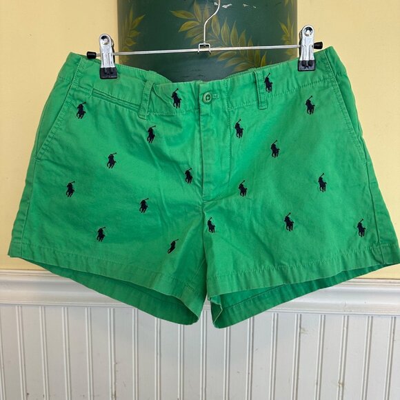 Ralph Lauren Green and Blue Bermudas with Embroidered Details - Picture 1 of 5